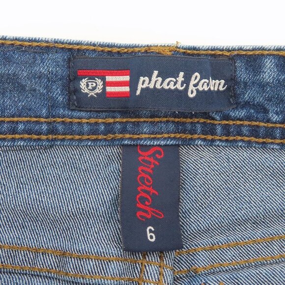 Phat Farm Boys 6 Skinny Fit Moto Motorcycle Jeans Distressed Patches Blue Denim - Picture 8 of 12